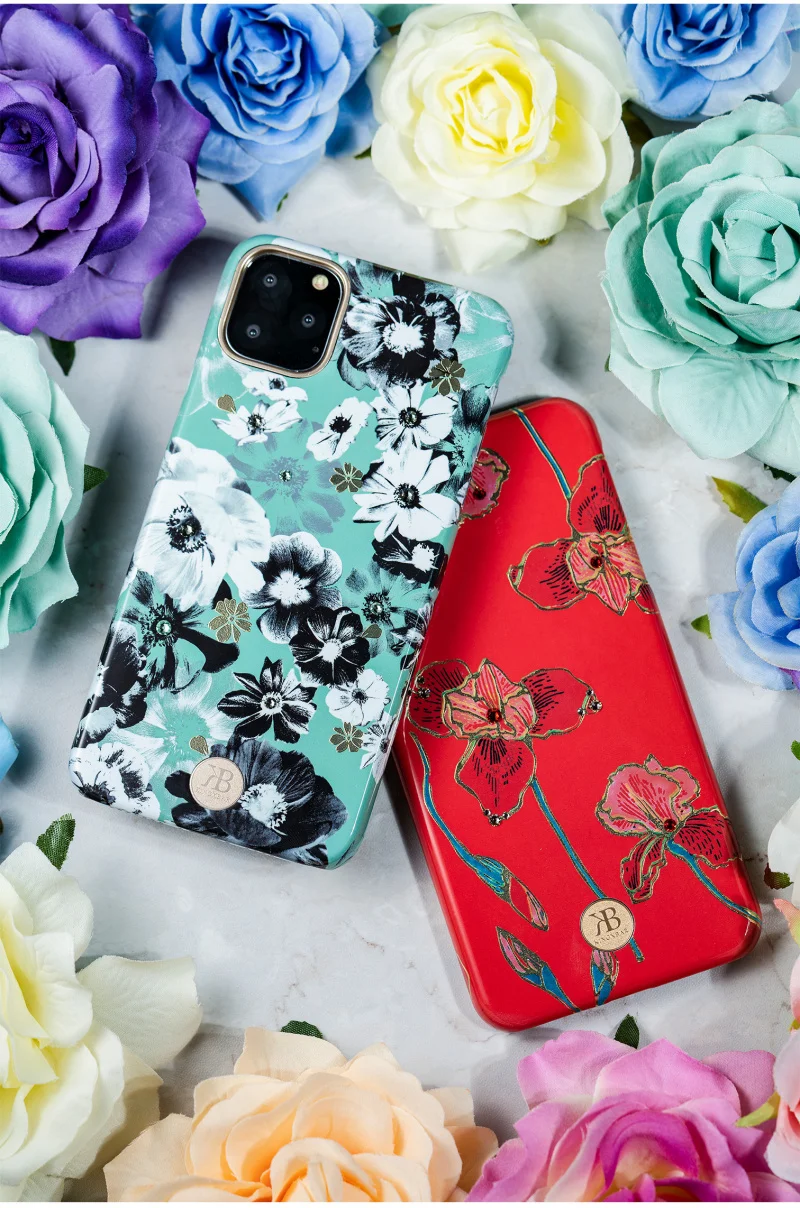 Kingxbar с украшениями в виде кристаллов и цветов Bling чехол Обложка для Apple iPhone 11 Pro Max с модными бриллиантами жесткий ударопрочный чехол-накладка чехол Для женщин леди