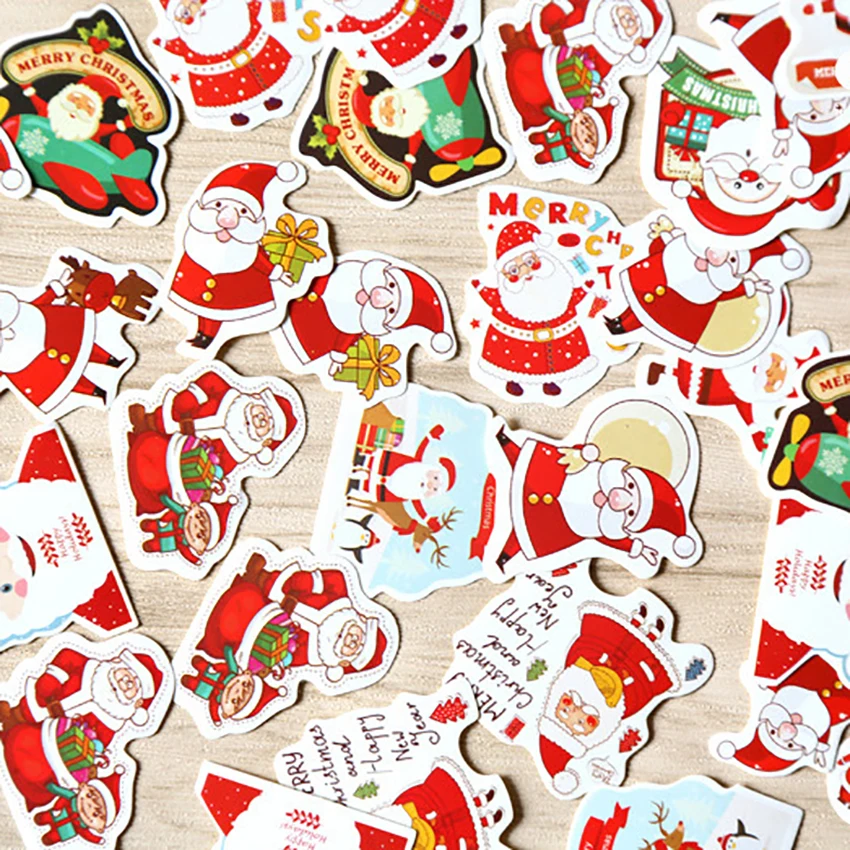 Милые украшения Рождественский подарок Санта Клаус узор упаковка наклейки