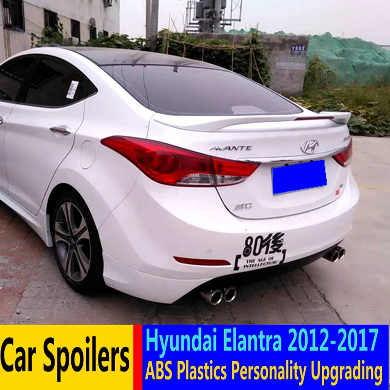 Для Hyundai Elantra спойлер 2012-2017 со светодиодной подсветкой ABS Материал задний бампер