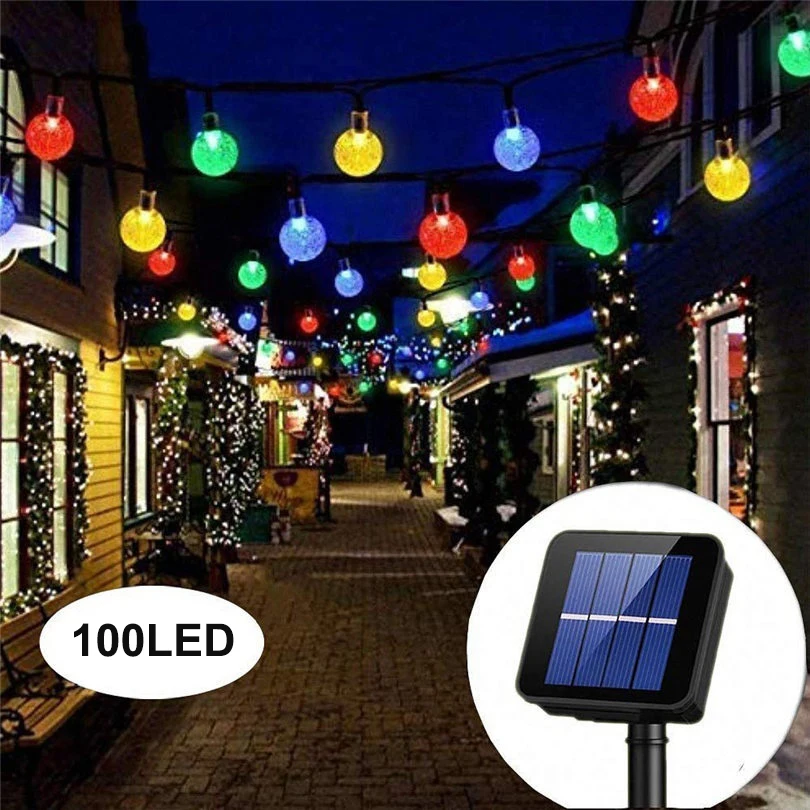 100LED лампа на солнечной батарее хрустальный шар светодиодный светильник s уличный