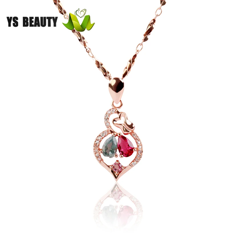 

Подвеска из розового золота с турмалином, на весну/лето