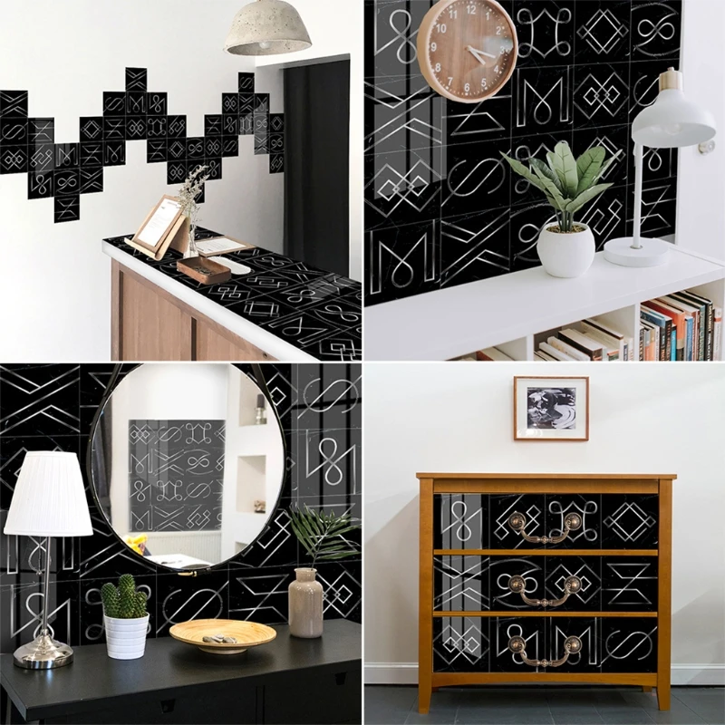 

S/M/L Self-Adhesive Wall Tile Decals Stickers for Bathroom Decor Silver Line H3CC