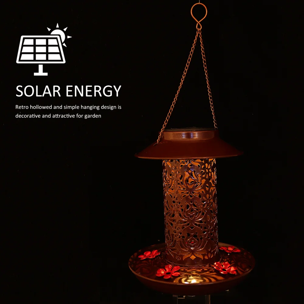 

1pc Outdoor Solar Powered Bird Feeder Garden LED Hanging Bird Feeding Container