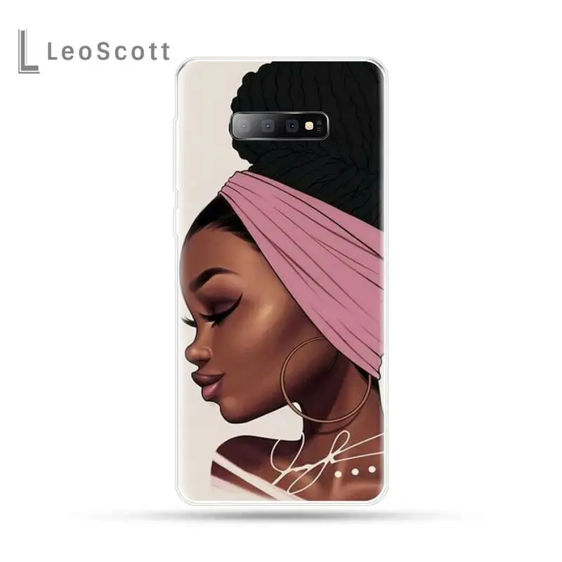 

Beauty black melanin girl African Phone Case For Samsung Galaxy S5 S7 S8 S9 S10 S10e S20 edge plus lite