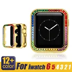 Блестящий чехол для Apple Watch series 6, 5, 4, 3, 2, 1, SE, металлический бампер, жесткая рамка с кристаллами, защита для iWatch