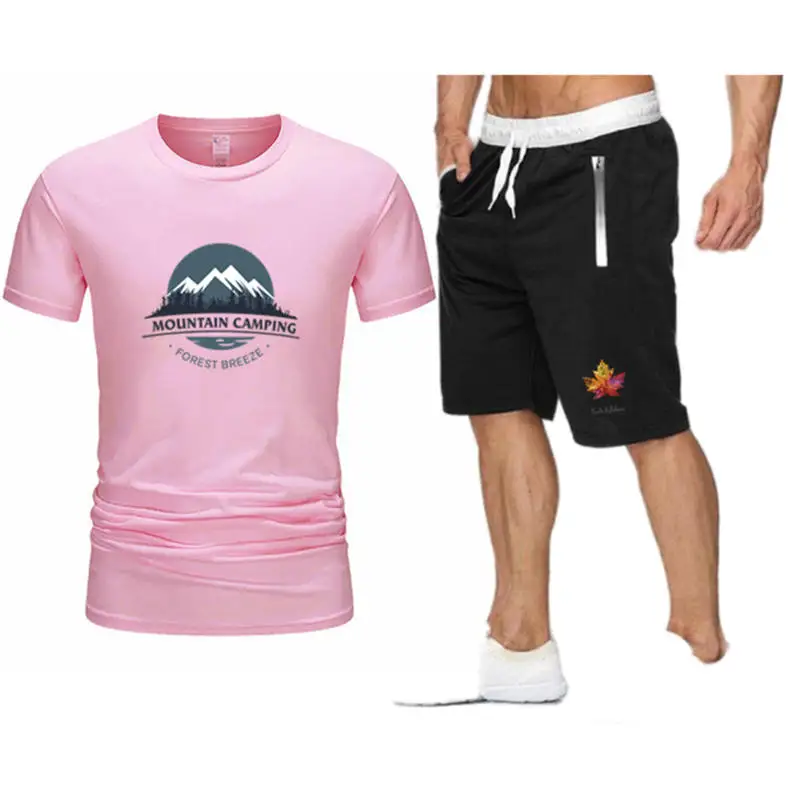 

Summer Short Sets Men's Shorts + T-shirts Beautiful Pattern Casual Fitness Running Jogging T shirts Men Short Homme Chandals man