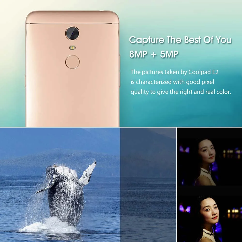 Глобальная версия Coolpad E2 4G мобильный телефон 5,0 дюймов 2 ГБ+ 16 Гб 8 Мп+ 5 Мп Android 7.1.1 2500 мАч разблокированный смартфон с отпечатком пальца