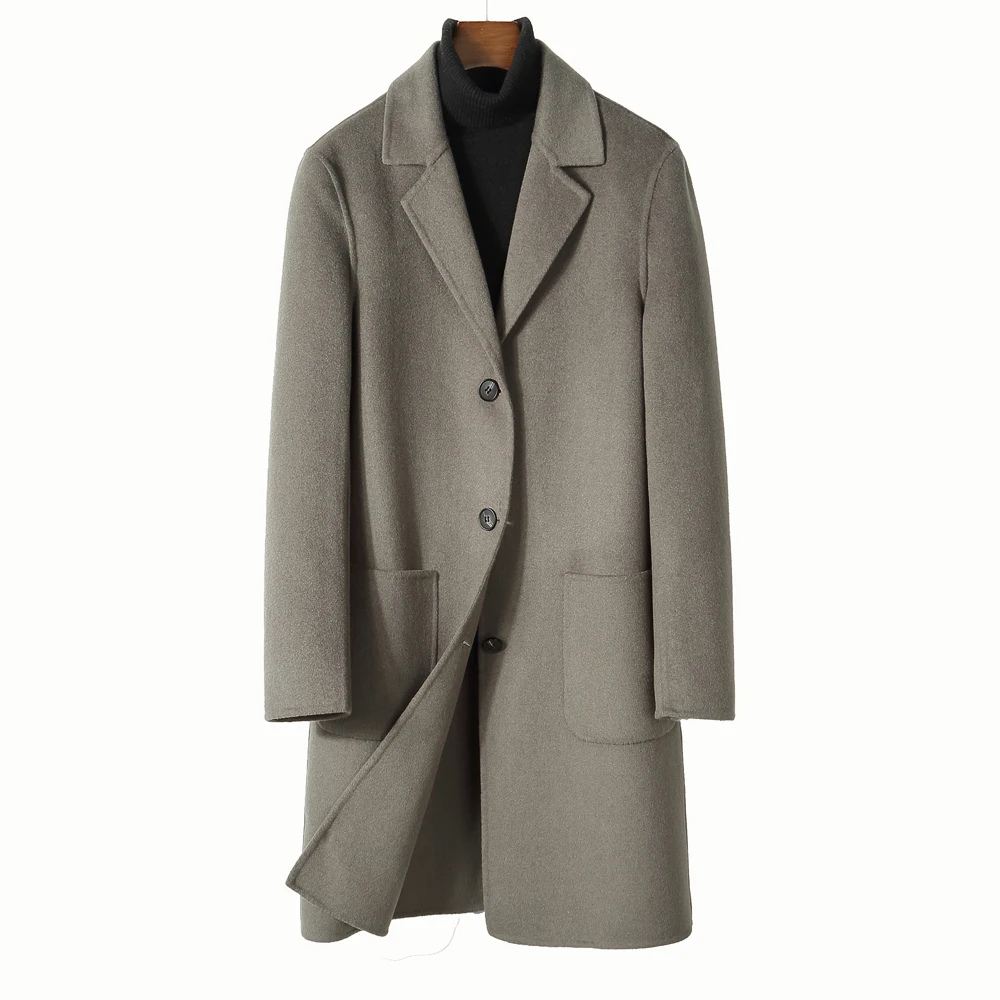 

Мужское шерстяное пальто, длинное черное пальто серого цвета, сезон осень-весна, 55% шерсть