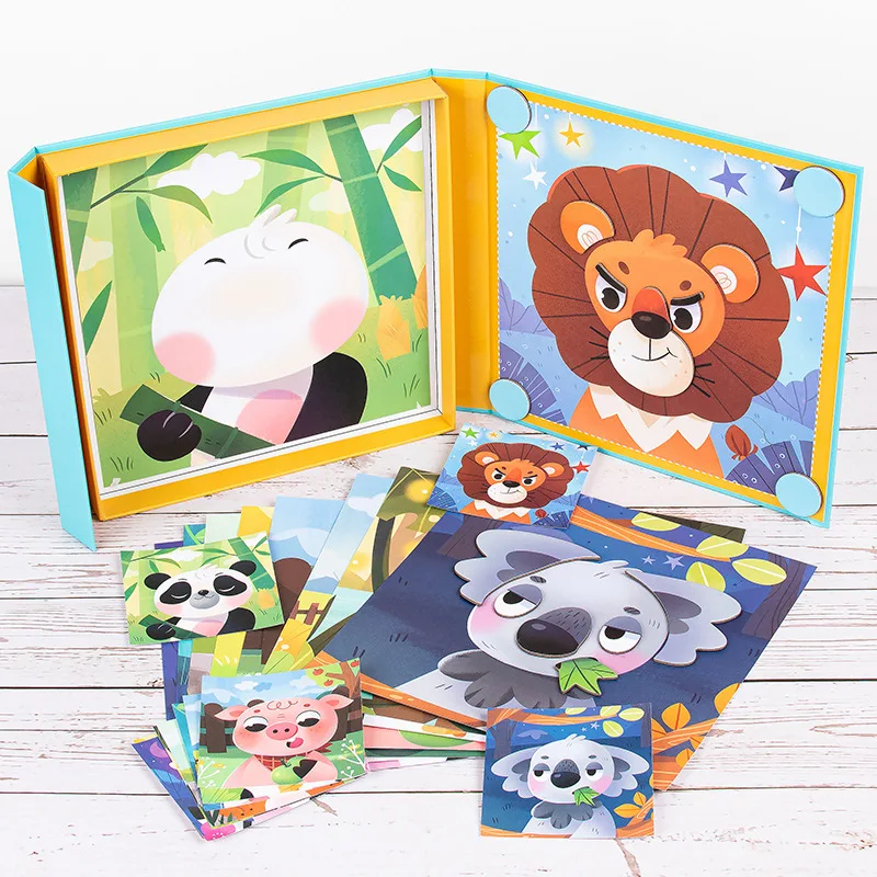 

Kids Magnets 3D Puzzles Toys Montessori Materials Animals Features Puzzles Educational Toys Magnetic Learning Book for Children