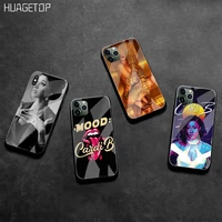 huagetop american rap singer cardi b black phone case tempered glass for iphone 11 pro xr xs max 8 x 7 6s 6 plus se 2020 case