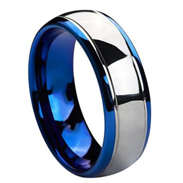 

Fashion Creative 8mm Men's Ring Tungsten Carbide Steel Inner Blue and White Ring for Anniversary Gift