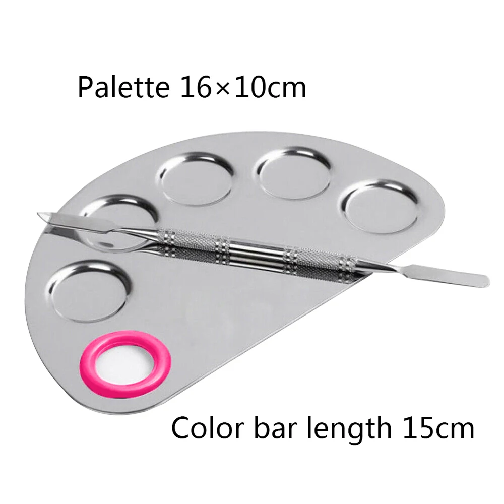 Нержавеющая сталь для смешивания цветов ногтей полукруг палитра тарелка УФ гель