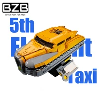 bzb moc city speed car high tech yellow fifth element taxi racing building block model kids toys diy brick for boyfriend gifts