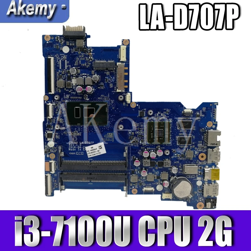 Для 903787 601 903786 501 001 материнская плата для ноутбука For HP 15 AY AY180TX с i3 7100 LA D707P