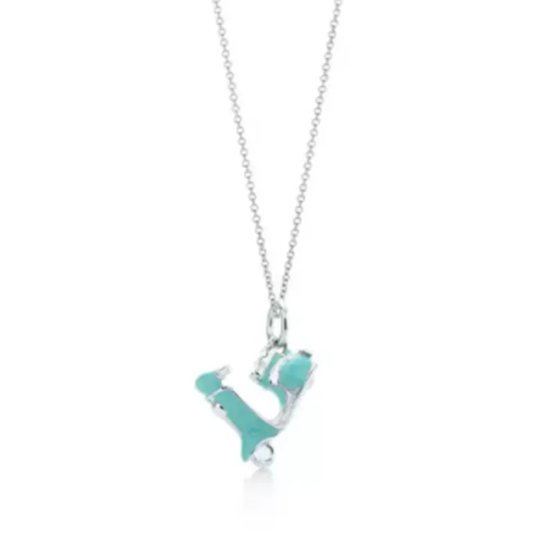 

Sterling silver 925 classic exclusive blue motorcycle pendant ladies necklace jewelry holiday gift