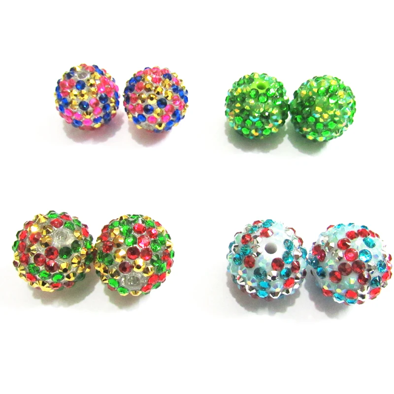 

Newest 10mm/12mm/14mm/16mm/18mm/20mm/22mm/24mm Mixed Confetti Resin Rhinestone Beads For Chunky Fashion Kids Necklace Design