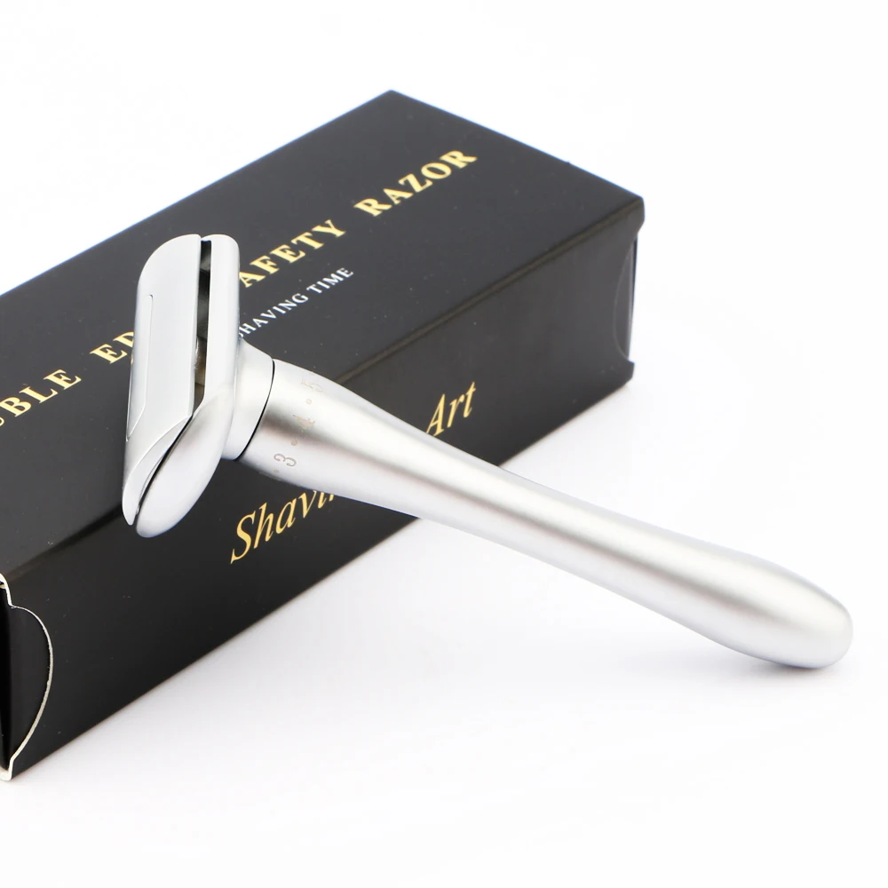 Матовая Серебристая Регулируемая Безопасная бритва с магнитной крышкой двойная