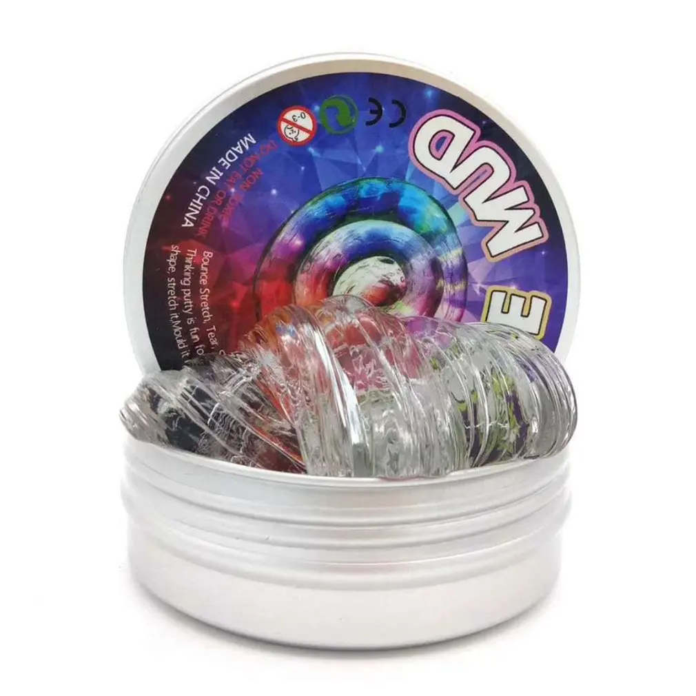 Кристально прозрачный отскакивающий резиновый грязевой слизь