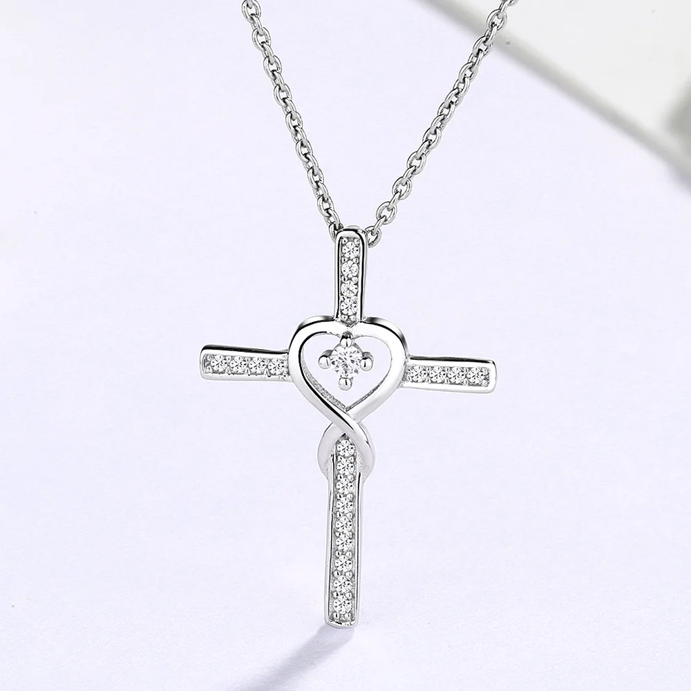 

Sodrov Silver Cross Necklace Jesus Cross Hip Hop Pendant Necklace Silver Jewelry 925 Sterling Silver Necklace
