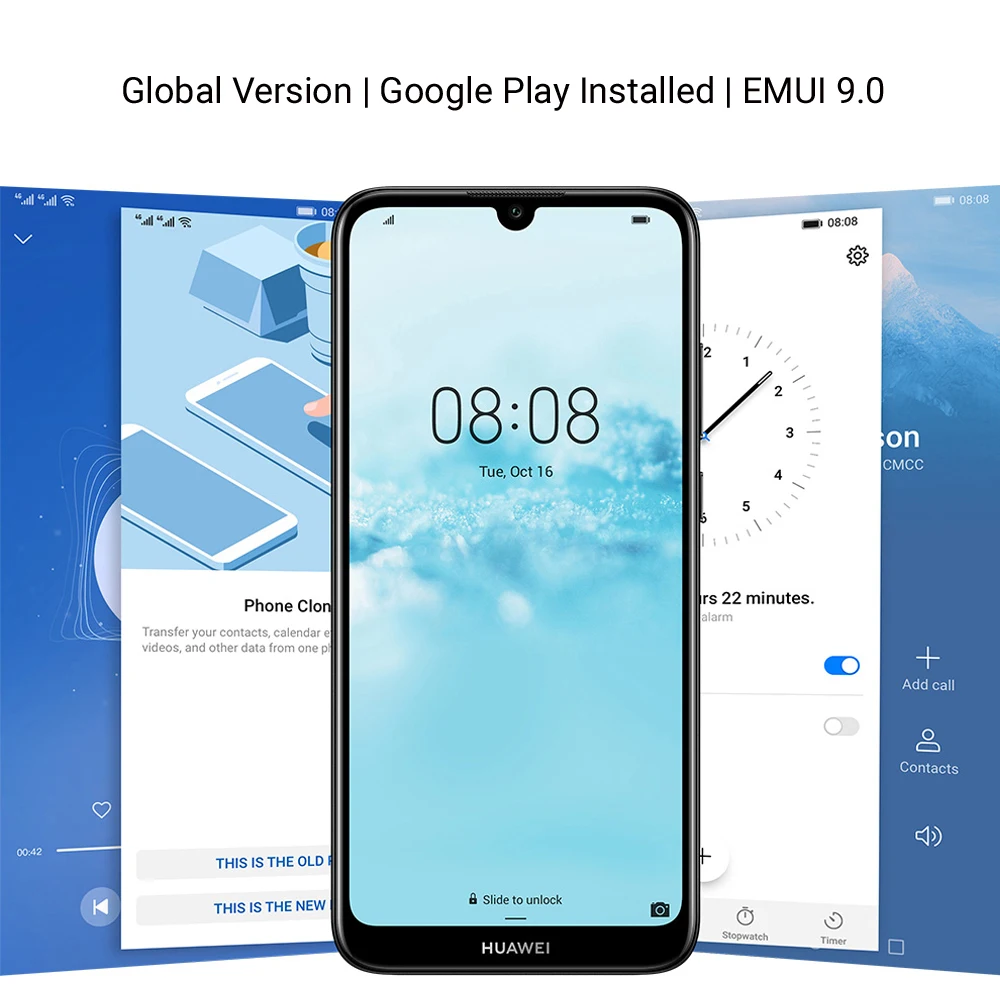 Мобильный телефон HUAWEI Y6 2019 с глобальной версией смартфон 32 Гб ПЗУ камера 13 МП 6 09