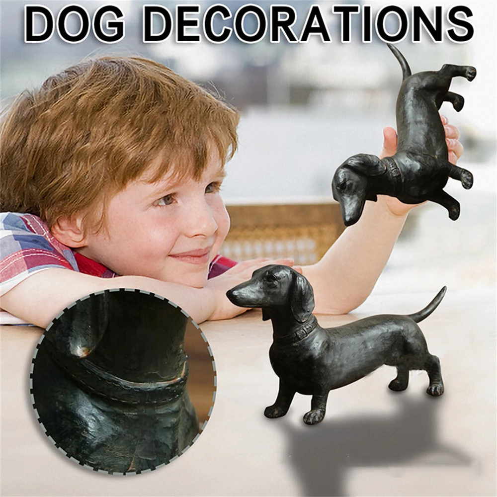 

Black Standing Long Dog Resin Statue Decoration Creative Garden Animal Decoration Home Living Room Desktop Decoration Crafts