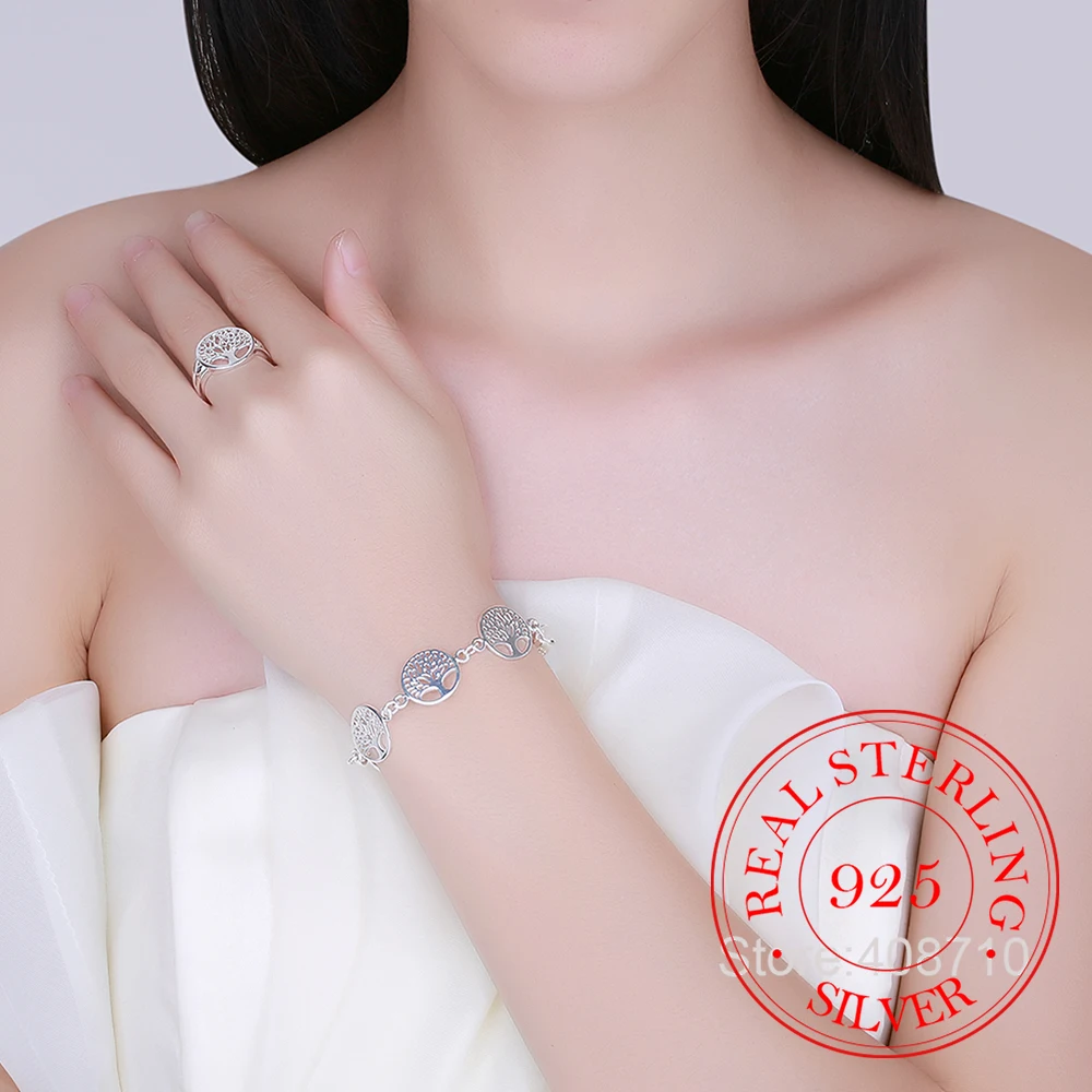 925 стерлингового серебра Браслет Древо жизни Для женщин Персонализированные