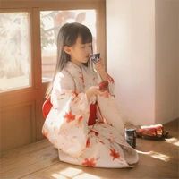 japanese traditional style childrens kimono long sleeve kids baby girls outfits clothes printed yukata costumes 1pcs zl890