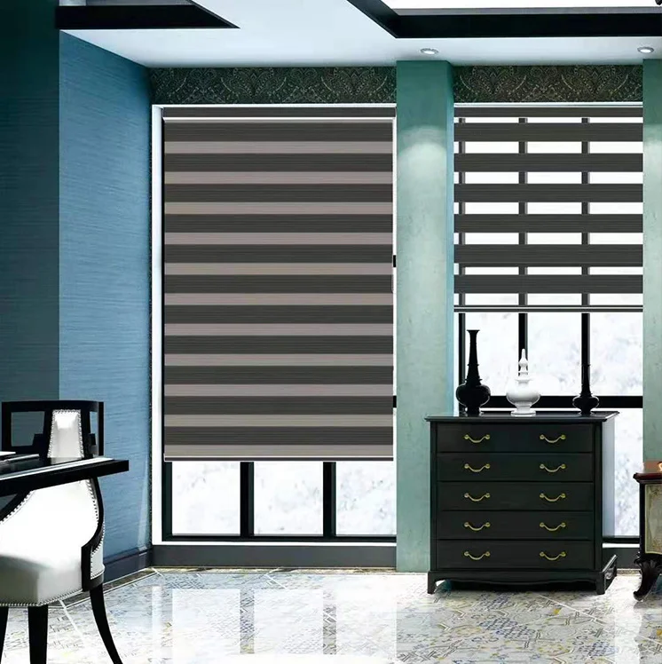 

White Grey Sheer Zebra Blinds Living Room Polyester Fabric Shading French Window Roller Blinds for Bathroom Kitchen Office