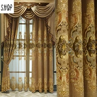2022 new style european embroidered chenille curtains finished custom blackout curtains for living dining room bedroom