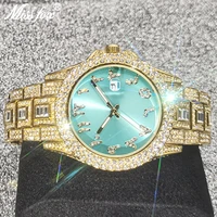 ice out watches for couple missfox luxury brand diamond watches new sky blue watch auto date relogio masculino jewelry clocks