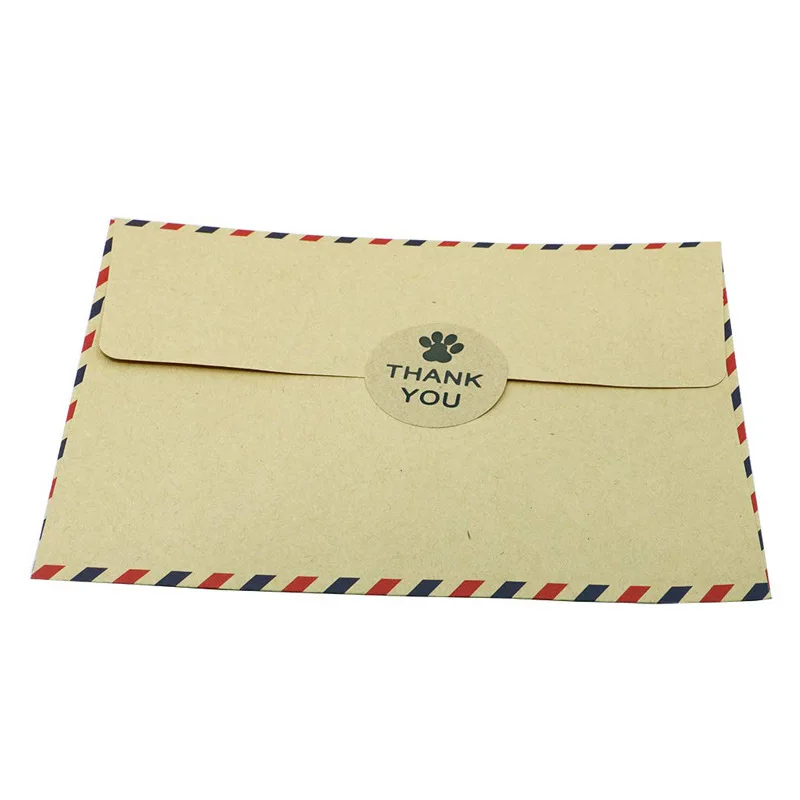 

1Inch Natural Kraft Paper Thank You Stickers seal labes Dog Paw Print gift Packaging stationery sticker