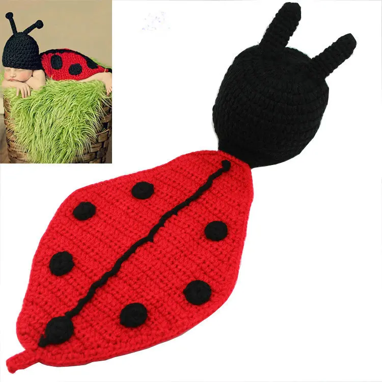 

Infant Baby Knitted Little Beetle Clothing Suit Newborn Crochet Insect Costume Photography Clothing