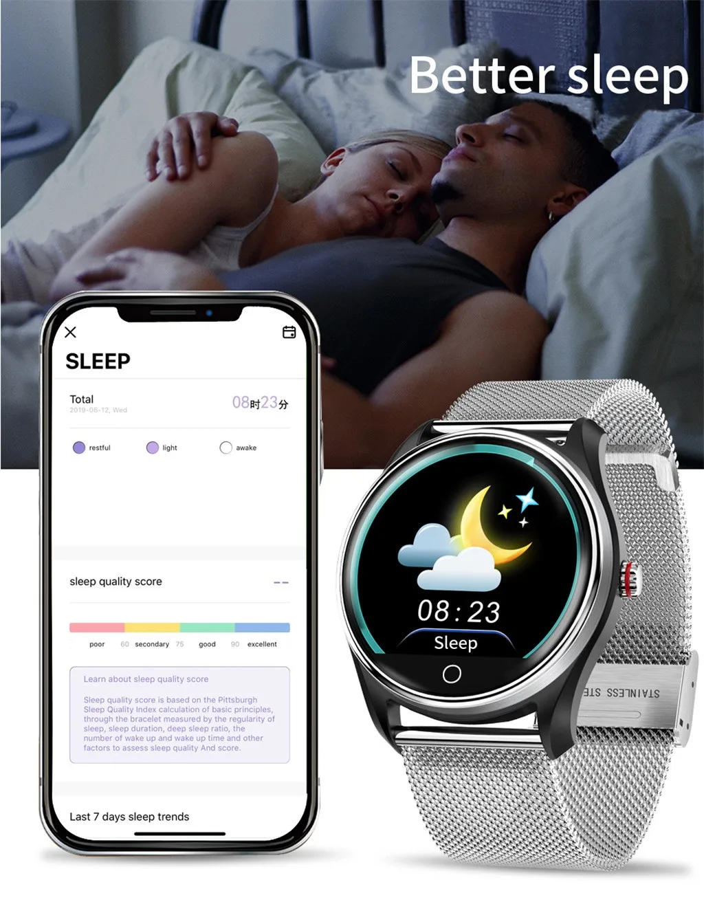 Водонепроницаемые Смарт-часы спортивный фитнес-браслет монитор сна для Android