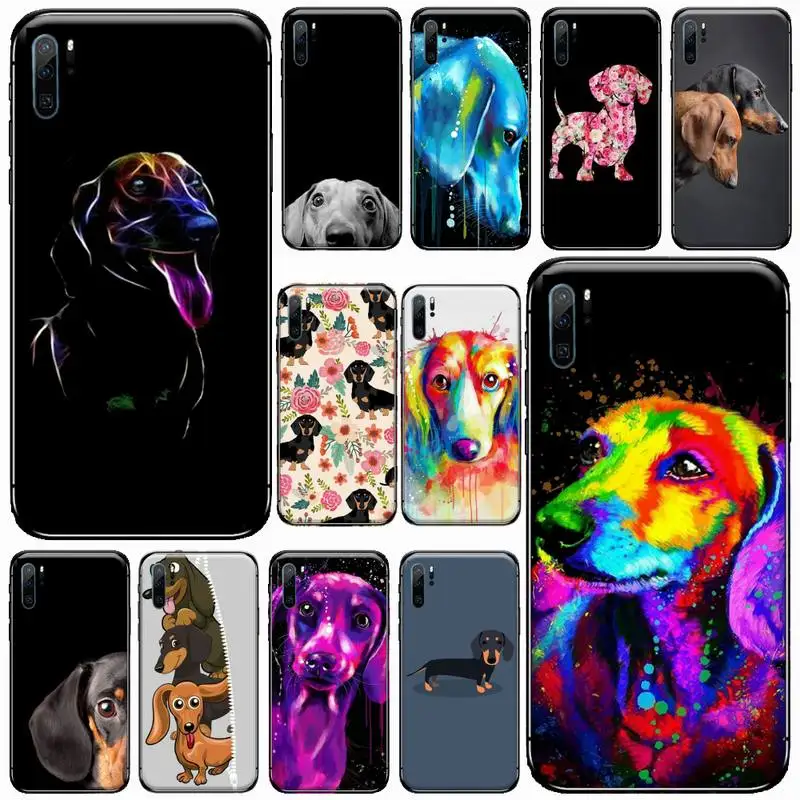 

Dachshund Silhouette Dog Phone Case For Huawei honor Mate P 9 10 20 30 40 Pro 10i 7 8 a x Lite nova 5t Soft silicone funda