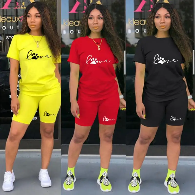 

Women Summer 2 Pieces Set Women's Casual Tracksuit Suits Female Tracksuit Jogging Running Cycling Sports Clothing Casual Home