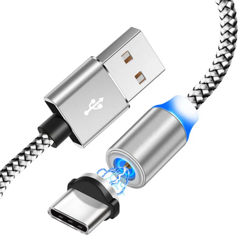 Only White 1M Cable Для samsung galaxy A20 A30 A40 A50 A70 S8 Redmi K20 Pro кабель для мобильного телефона Магнитный Тип C USB СВЕТОДИОДНЫЙ светильник QC 3,0 быстрое автомобильное зарядное устройство - Тип штекера: Only White 1M Cable