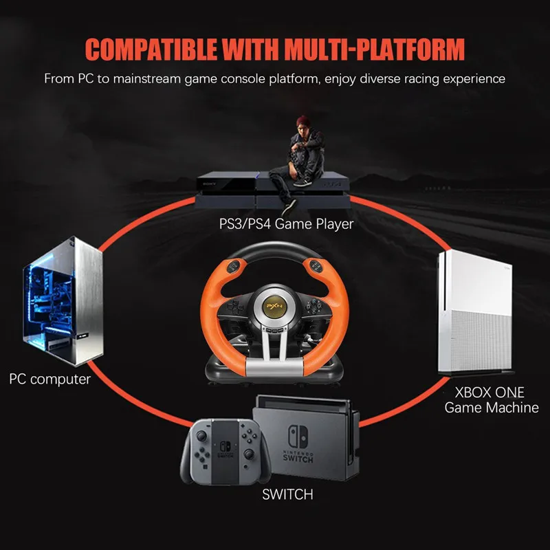 Гоночная игра рулевое колесо USB двойная вибрация со складной педалью для