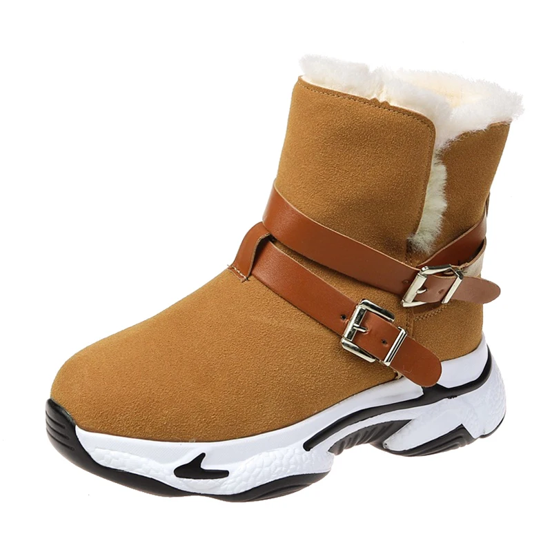 

Women Ankle Boot Warm Plush Winter Shoes For Woman Wedges Boots High Heels Ladies Boot Women Leather Snow Boots Winter Shoes