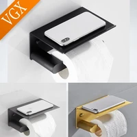vgx toilet paper holder with shelf bathroom paper roll rack tissue phone holder accessories aluminum golden black gray t2507