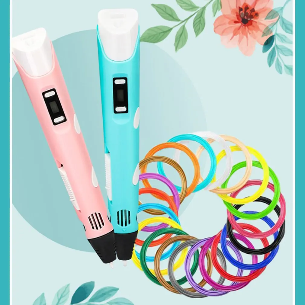 

3D Printing Pen DIY Drawing Pen With LCD Display 3D Pen With 10 Colors 50 Meter PLA Filament Christmas Birthday Gift for Child