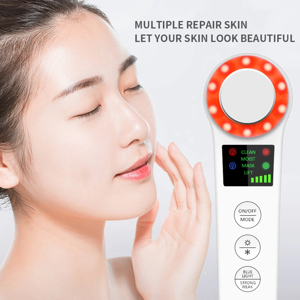 

EMS Ion Beauty Instrument LED Hot & Cold Whitening Massager Face Lifting Tighten Therapy Facial Skin Care Tool Device Dropship