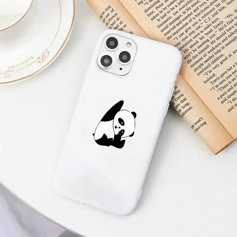 

panda cute cartoon animal Phone Cases Candy Color for iPhone 6 7 8 11 12 s mini pro X XS XR MAX Plus