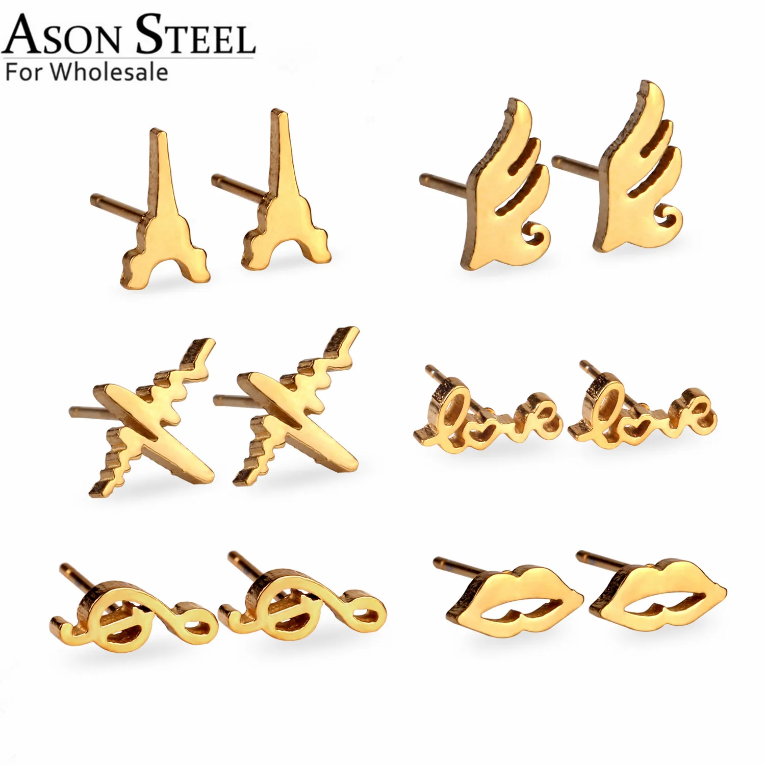 ASON Сталь Нержавеющая сталь серьги гвоздики 6 пар/кор. Серьги Pendientes женский Brinc