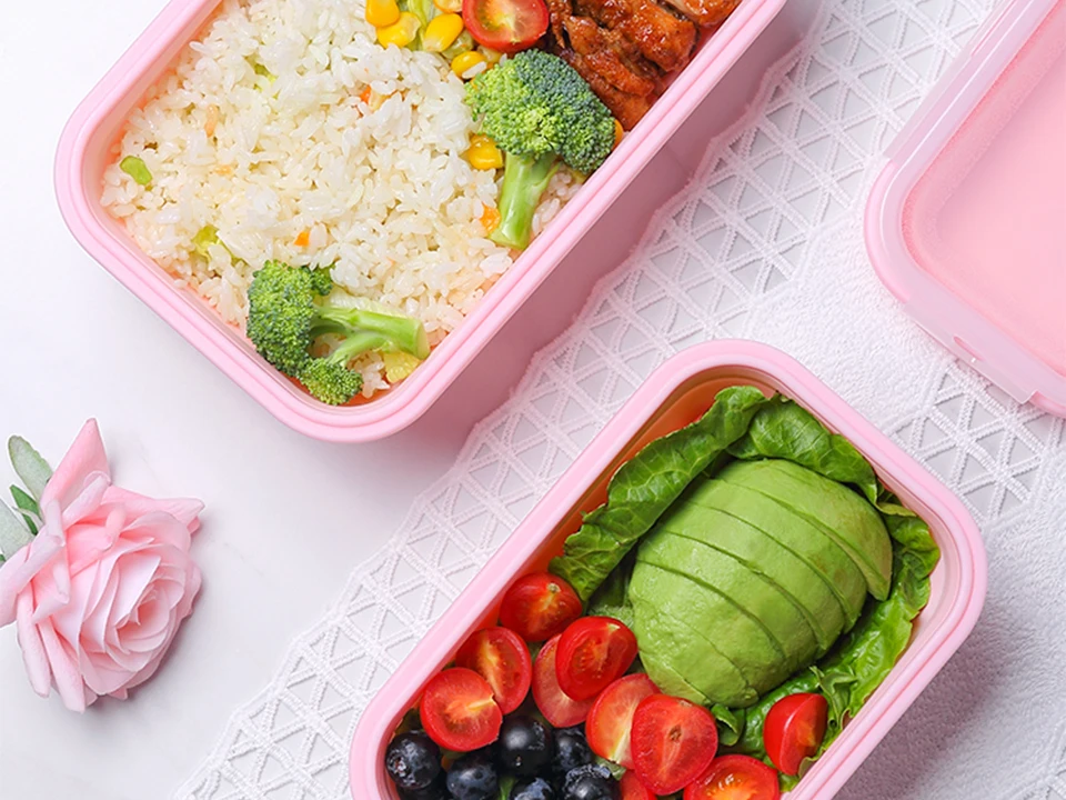 Силиконовый складной Ланч-бокс, контейнер для хранения еды, Bento BPA Free, Microwavable, портативный, для пикника, кемпинга, прямоугольная, открытая коробка