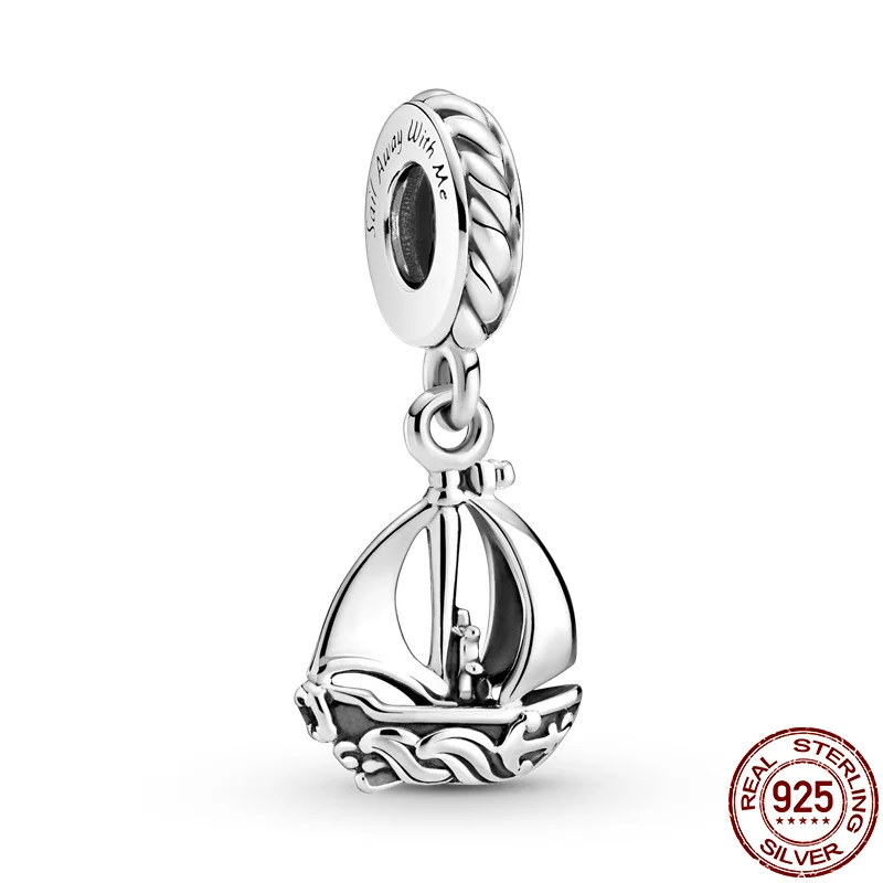 

2021 New 925 Sterling Silver Smooth Sailing Boat Charm&Bead Fit Original 3mm Bracelet&Bangle Making Fashion DIY Jewelry