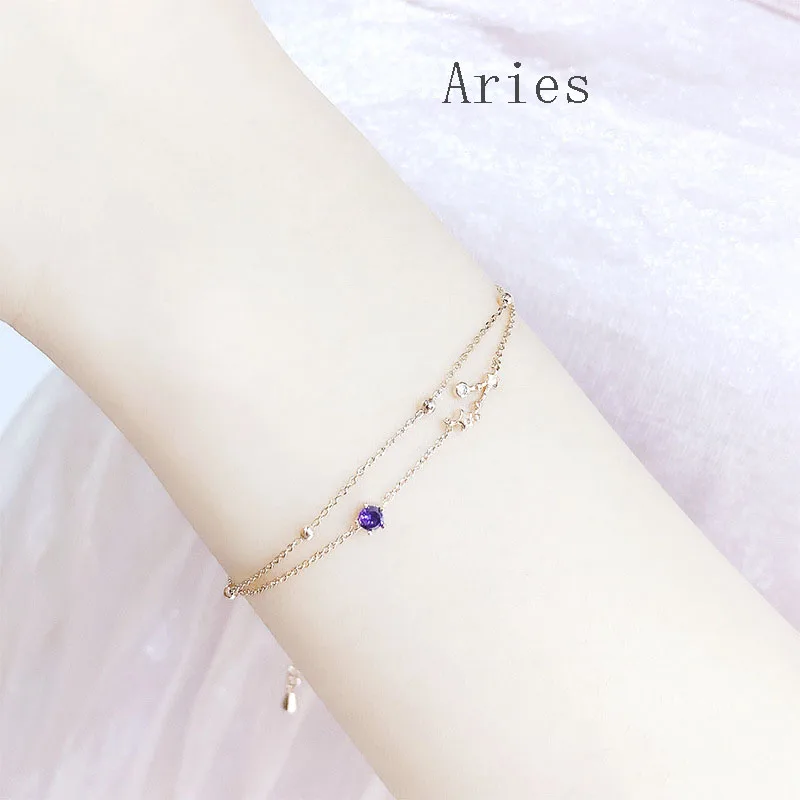 12 созвездия зодиака амулеты циркониевый сплав ожерелье браслет женщин розовое