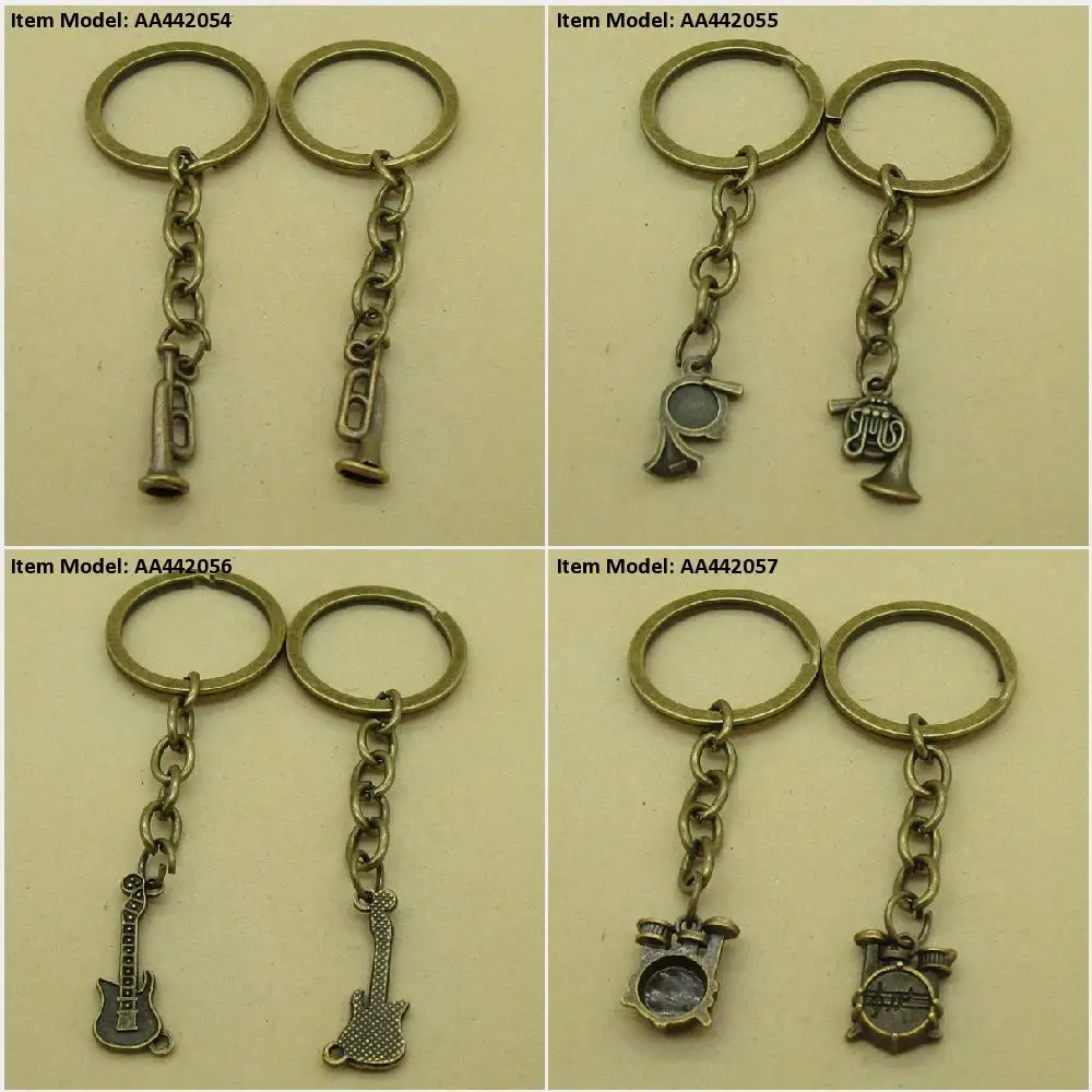 Брелок для ключей труба французский Рог электрогитара барабан ювелирных изделий