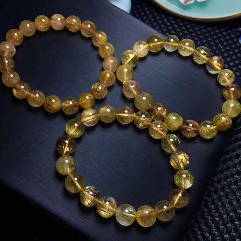 Натуральный Бразильский Золотой Рутиловый Кварц Браслет ювелирные изделия