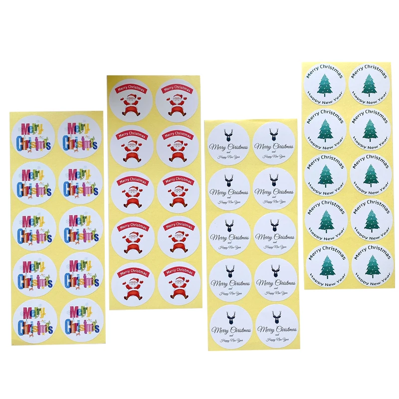 

1000Pcs Wholesale sealing stickers Merry Color Christmas Elk tree Santa Claus 4 choices Handmade Sticker Labels Stationery 35MM