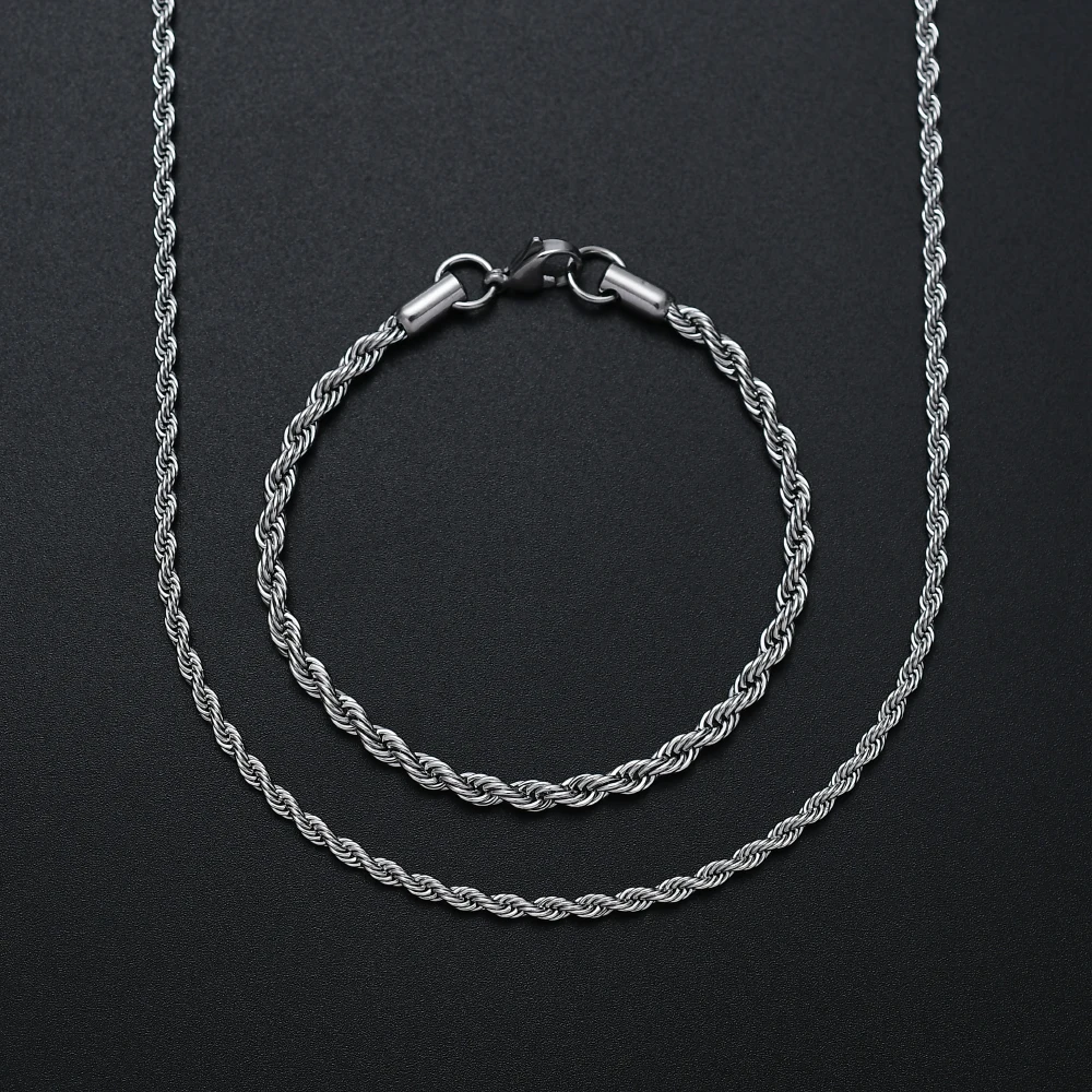 Цепочка Из Нержавеющей Стали 316L с закрученными звеньями и браслет | Украшения